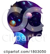 Poster, Art Print Of Silhouetted Boys Head With Outer Space