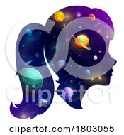 Poster, Art Print Of Silhouetted Girls Head With Outer Space