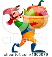 Poster, Art Print Of Gnome Carrying A Basket Of Produce