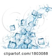 Poster, Art Print Of 3d Ice Cubes And Water Splash