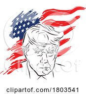 Caricature Of Donald Trump Over An American Flag