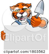 Bricklayer Tiger Trowel Tool Handyman Mascot