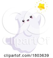 Poster, Art Print Of Cute Halloween Ghost And Star