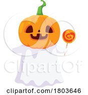 Poster, Art Print Of Cute Halloween Ghost Jack With A Lolipop