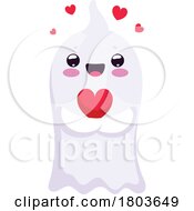 Poster, Art Print Of Cute Halloween Ghost With Hearts