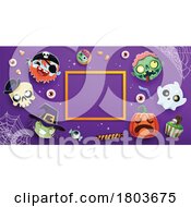 Poster, Art Print Of Halloween Background With Characters Around A Frame