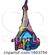 Colorful Eiffel Tower And Paris Text