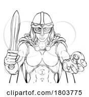 Poster, Art Print Of Viking Trojan Celtic Knight Gamer Warrior Woman