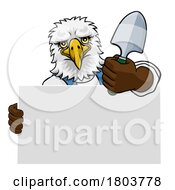 Gardener Eagle Bird Cartoon Handyman Tool Mascot