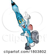 Poster, Art Print Of Cartoon Happy Blue Marker With His Heart Beating Out Of His Chest