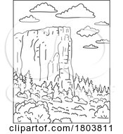 Poster, Art Print Of El Morro National Monument In New Mexico Mono Line Art