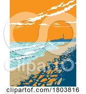 Poster, Art Print Of North Ponto Beach In South Carlsbad State Beach California Wpa Poster Art
