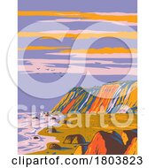 Gay Head Cliffs On Marthas Vineyard Cape Cod In Massachusetts USA WPA Art Poster