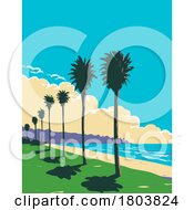 Poster, Art Print Of La Jolla Shores Beach In San Diego California Wpa Poster Art