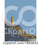 Poster, Art Print Of Pemaquid Point Light In Bristol Lincoln County Maine Usa Wpa Art Poster