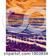 Poster, Art Print Of Pismo Beach Pier In Pismo Beach California Wpa Poster Art
