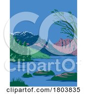 Poster, Art Print Of Phelps Lake Near Death Canyon In Wyoming Usa Wpa Art Poster