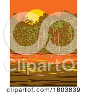 Poster, Art Print Of Amazon River Or Rio Amazonas In South America Wpa Art Deco Poster