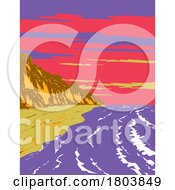 Poster, Art Print Of El Capitan State Beach On Gaviota Coast In Santa Barbara California Wpa Poster Art