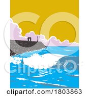 Poster, Art Print Of South Mission Jetty In Mission Beach San Diego California Wpa Poster Art