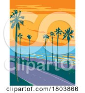Tamarack Surf Beach In Carlsbad State Beach California WPA Poster Art