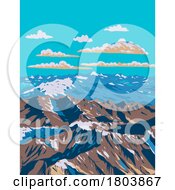 Poster, Art Print Of The Andes Mountain Or Andean Mountain Range In Chile And Argentina Wpa Art Deco Poster
