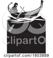 Poster, Art Print Of Woodcut Style Rowboat