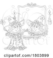 Poster, Art Print Of Cartoon Black And White Halloween Witch Girl