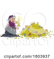 Poster, Art Print Of Cartoon Halloween Witch With Treasures