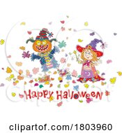 Cartoon Happy Halloween Greeting and Witch Girl by Alex Bannykh #COLLC1803960-0056