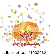 Cartoon Halloween Jackolantern And Greeting