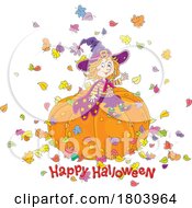 Cartoon Happy Halloween Greeting and Witch Girl by Alex Bannykh #COLLC1803964-0056