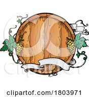 Poster, Art Print Of Wine Barrel Logo With A Banner And White Grape Vines