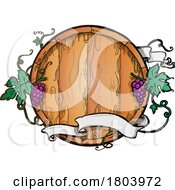 Wine Barrel Logo With A Banner And Red Grape Vines