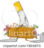 Poster, Art Print Of Cartoon Sad Cigarette Moving Out After Someone Quit Smoking