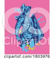 Poster, Art Print Of Sketch Of Ancient Roman Gladiator Soldier Pop Art Style