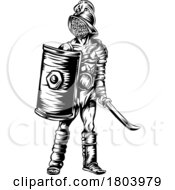 Poster, Art Print Of Gladiator Warrior Black And White
