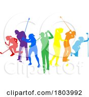 Poster, Art Print Of Golfers Golfing Silhouette Golf People Silhouettes