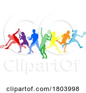 Poster, Art Print Of Silhouette Tennis Players Silhouettes Concept