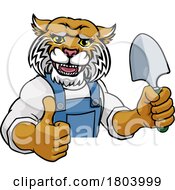 Wildcat Gardener Gardening Animal Mascot by AtStockIllustration