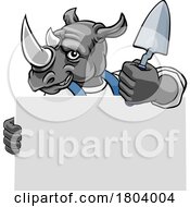 Poster, Art Print Of Bricklayer Rhino Trowel Tool Handyman Mascot