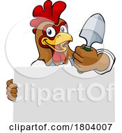 Poster, Art Print Of Gardener Chicken Rooster Cartoon Handyman Mascot