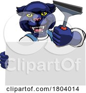 Poster, Art Print Of Window Cleaner Panther Car Wash Cleaning Mascot