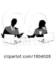 News Anchors Business People At Desk Silhouette by AtStockIllustration