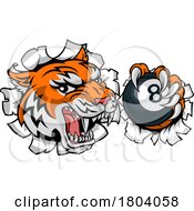 Tiger Angry Pool 8 Ball Billiards Mascot Cartoon