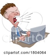 09/21/2023 - Angry Business Man Boss Shouting At Laptop Cartoon