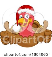 09/21/2023 - Turkey In Santa Hat Christmas Thanksgiving Cartoon