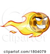 Poster, Art Print Of Cartoon Grinning Pickleball With A Fiery Trail