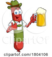 Cartoon Oktoberfest Sausage Holding A Beer