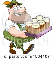 Poster, Art Print Of Cartoon Oktoberfest Man With A Tray Of Beers